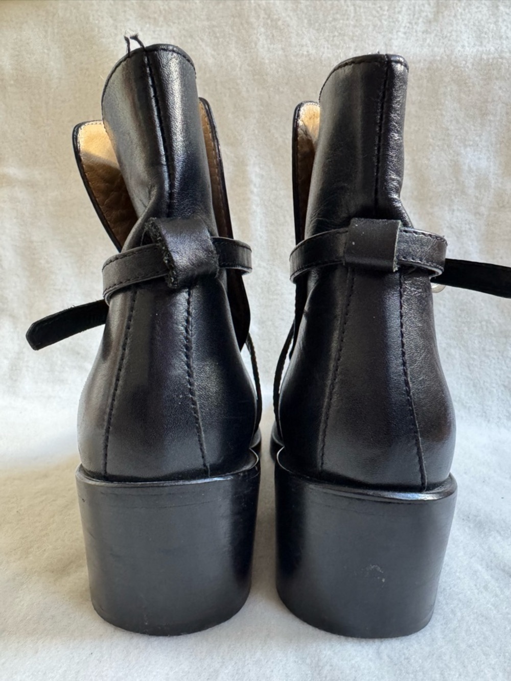 VINTAGE 90s Barneys New York Square Toe Leather Boots EU 37 - Picture 13 of 13